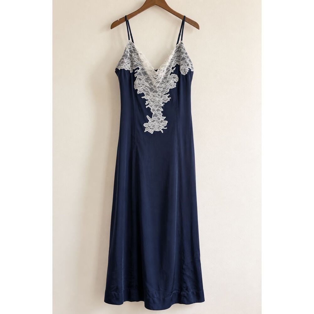 J.Crew Samantha Essex Drape Lace Slip Dress Navy Sample Fall 2026 READ
